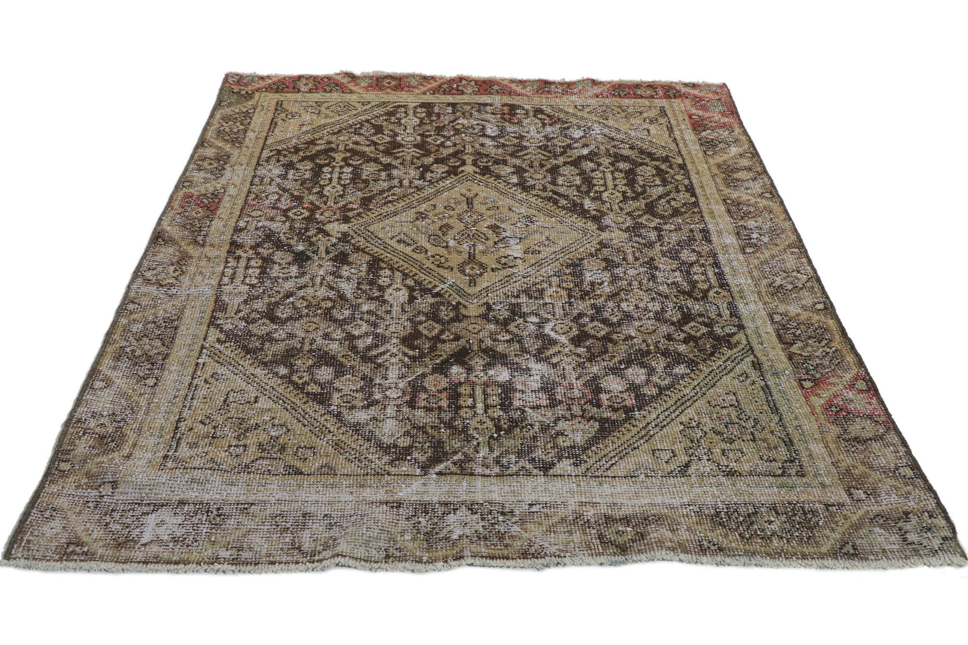 4 x 9 Antique-Worn Persian Mahal Rug 60999