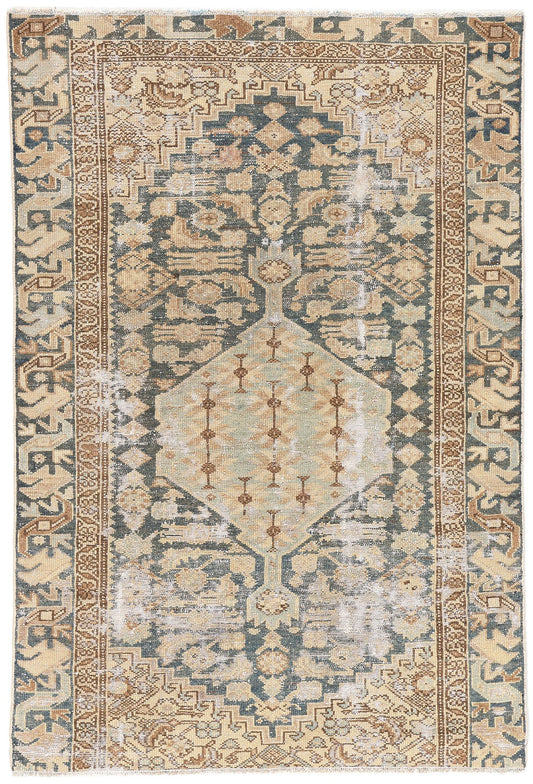 4 x 6 Antique-Worn Persian Malayer Rug 61264