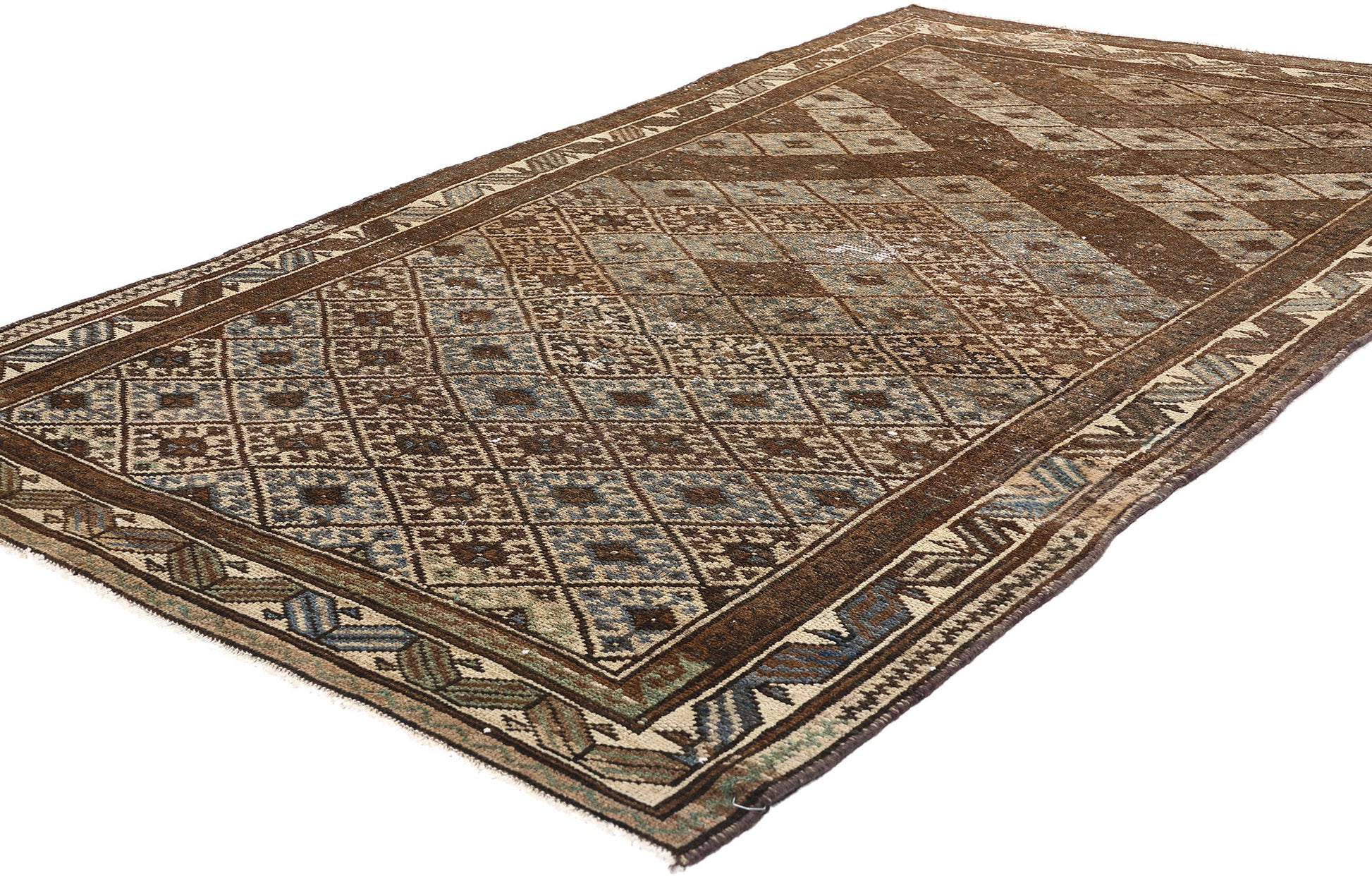 4 x 7 Antique-Worn Persian Hamadan Rug 61016