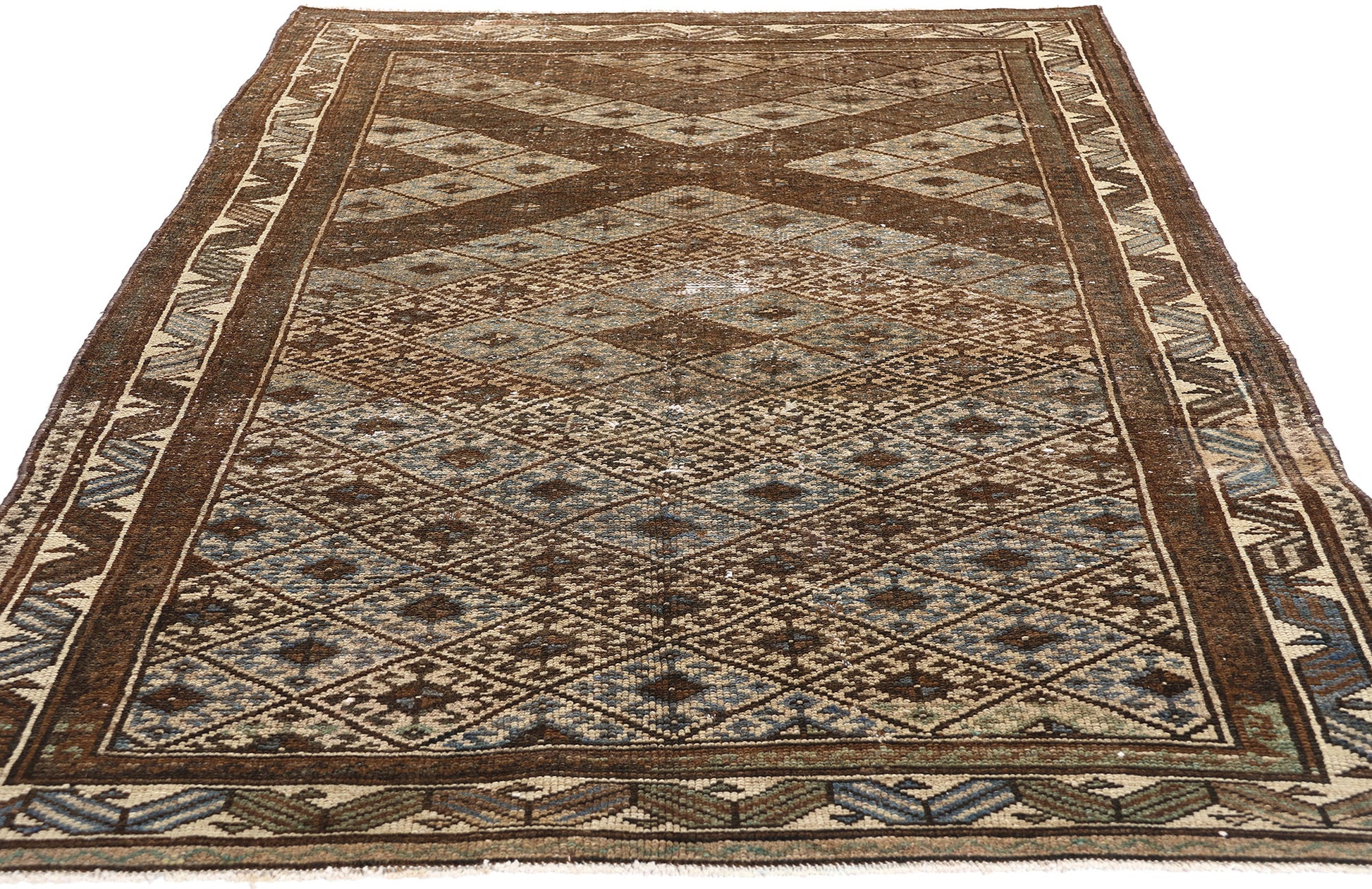 4 x 7 Antique-Worn Persian Hamadan Rug 61016
