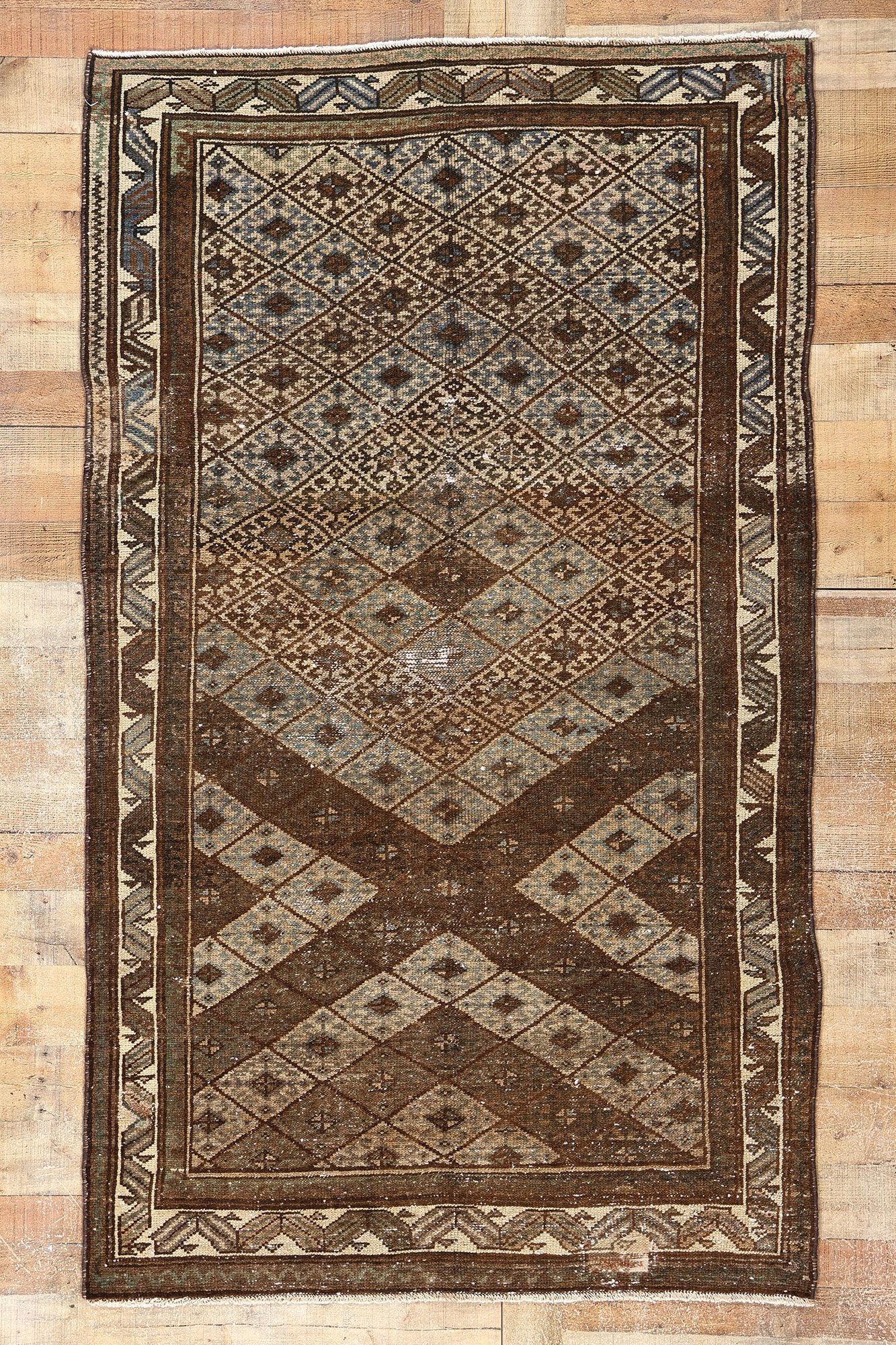 4 x 7 Antique-Worn Persian Hamadan Rug 61016
