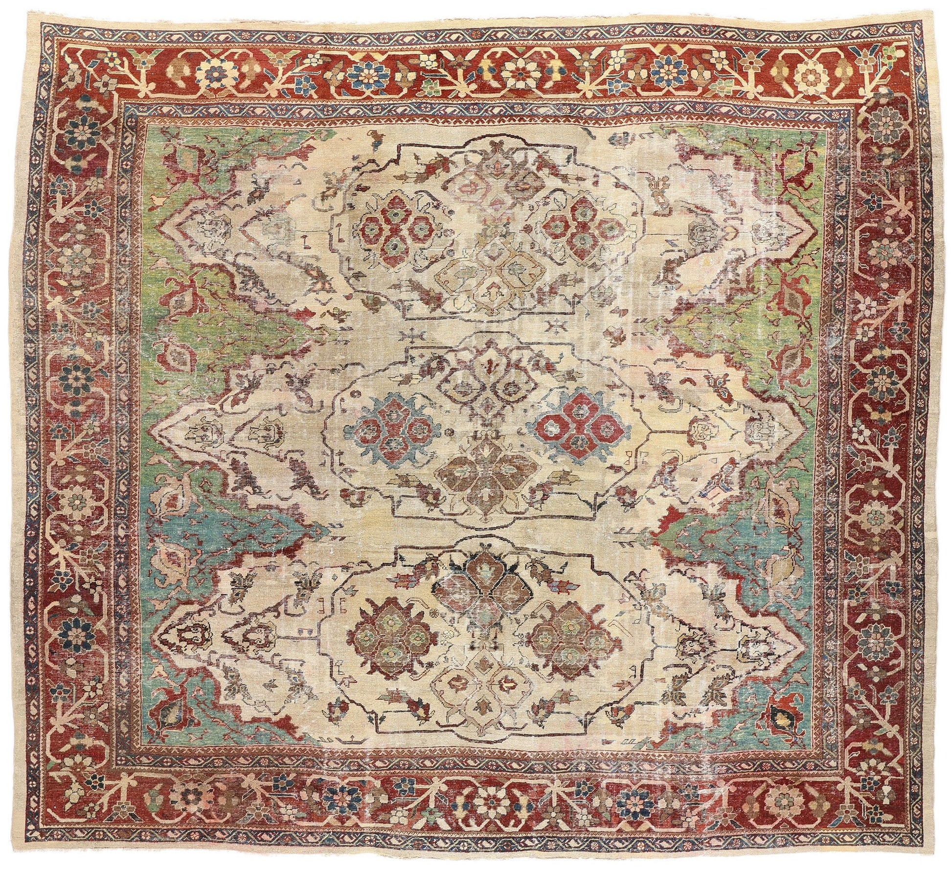 14 x 12 Antique Persian Sultanabad Rug 78330