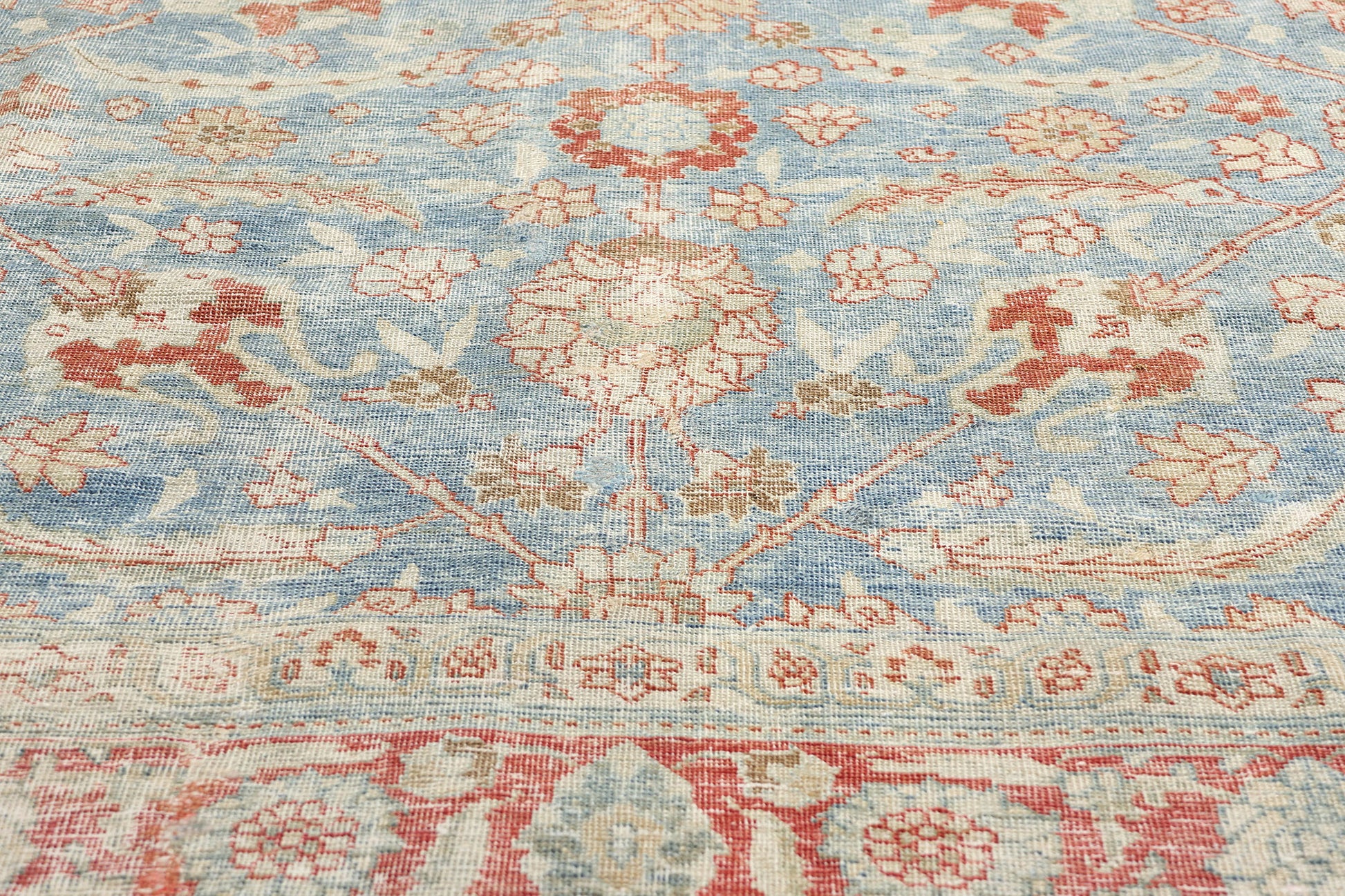 9 x 12 Antique-Worn Blue Persian Tabriz Rug 53174