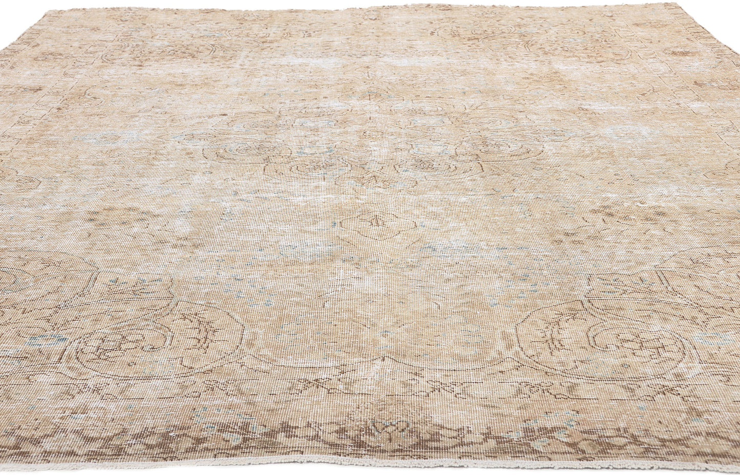 7 x 9 Antique-Worn Persian Tabriz Rug 61272