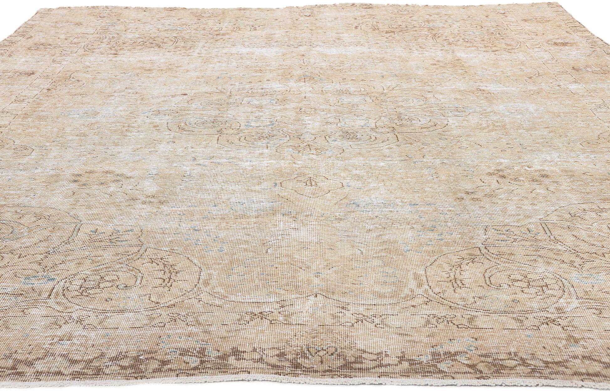 7 x 9 Antique-Worn Persian Tabriz Rug 61272