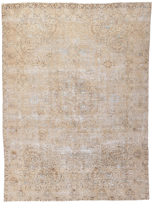 7 x 9 Antique-Worn Persian Tabriz Rug 61272