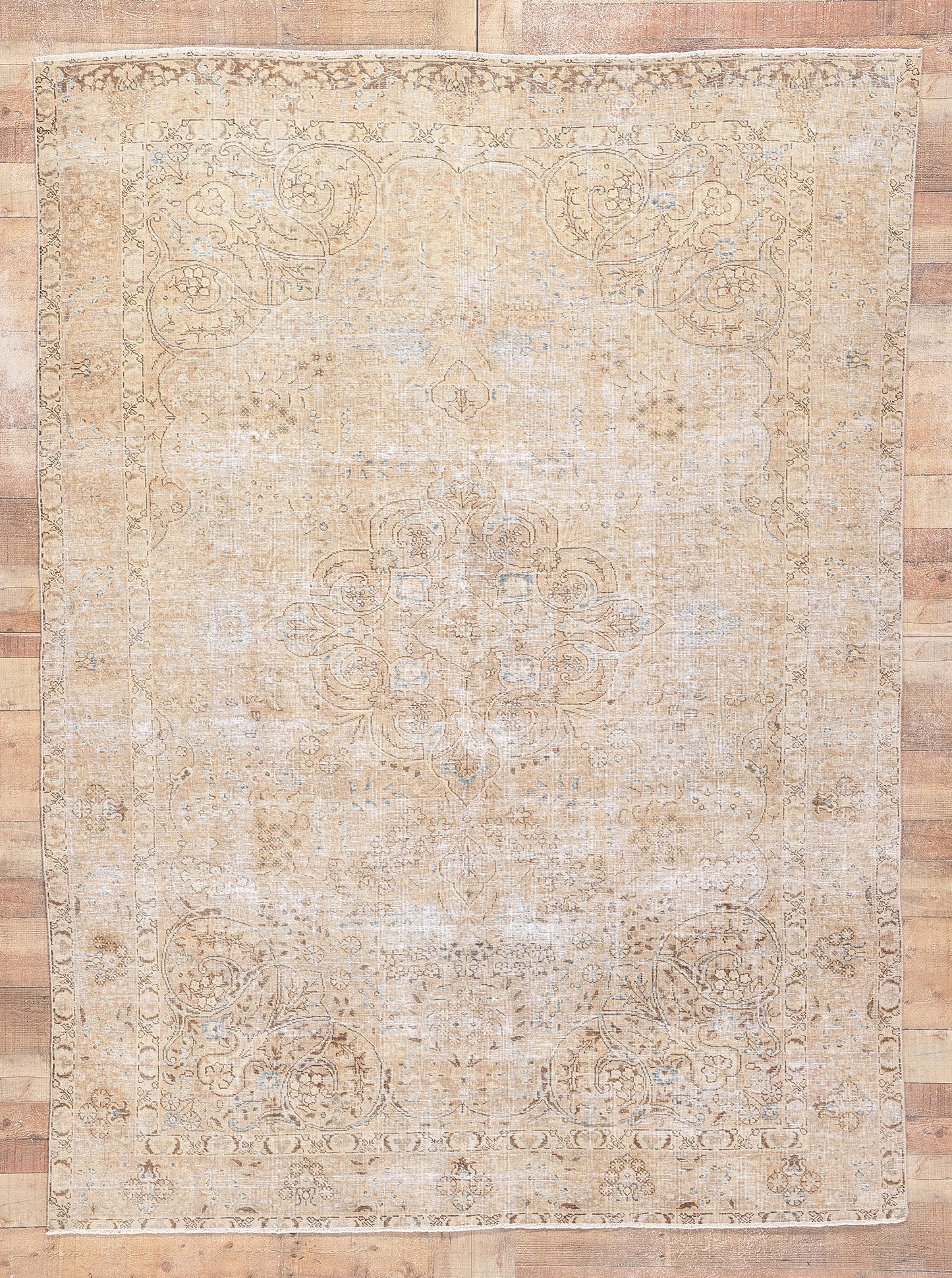 7 x 9 Antique-Worn Persian Tabriz Rug 61272