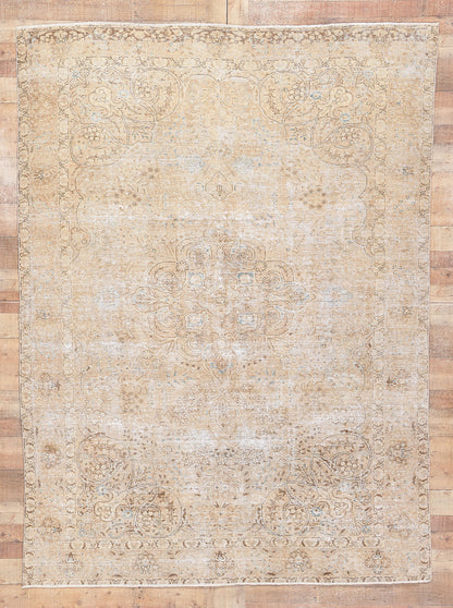 7 x 9 Antique-Worn Persian Tabriz Rug 61272