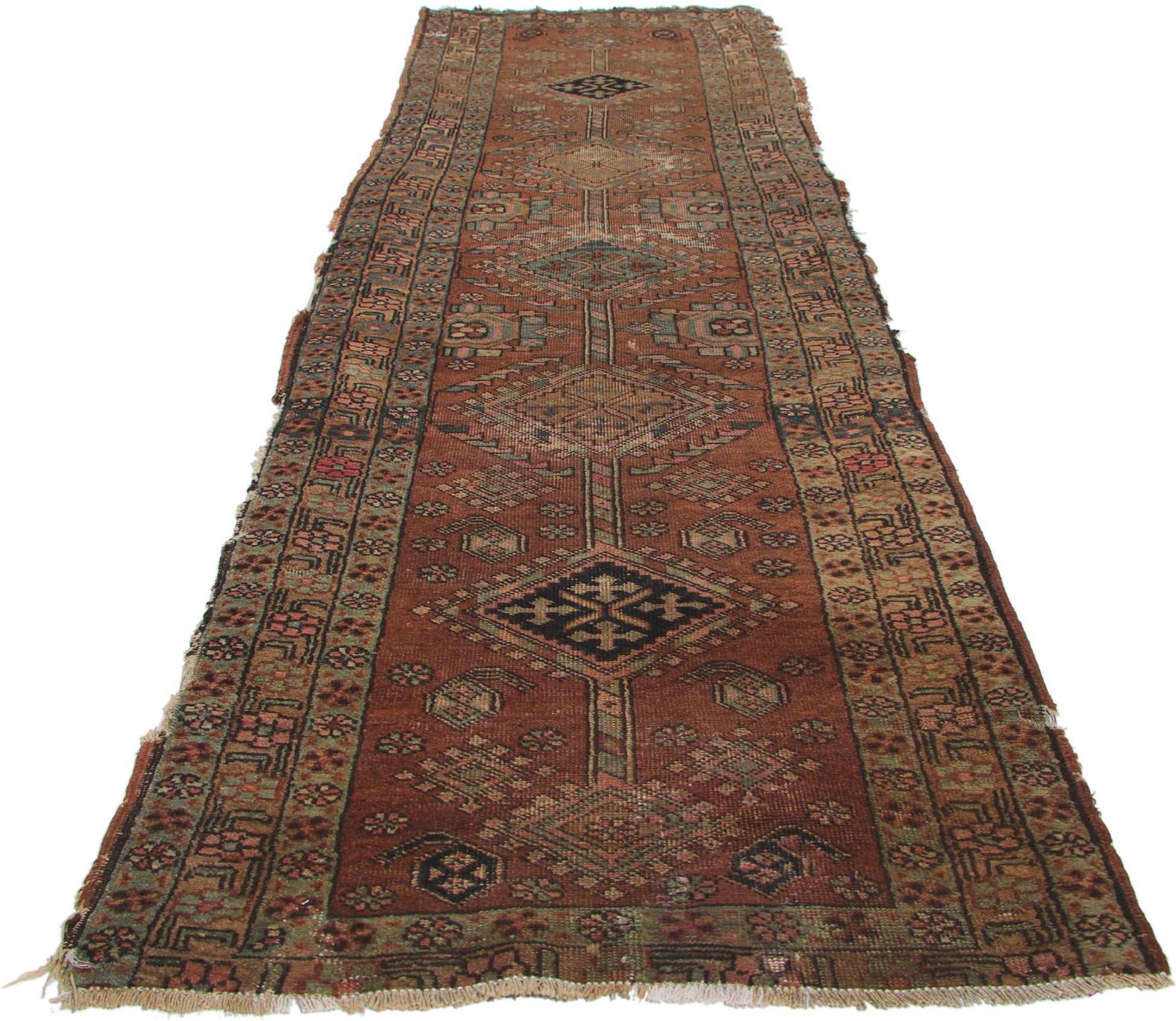 2 x 10 Antique-Worn Persian Heriz Rug 73166