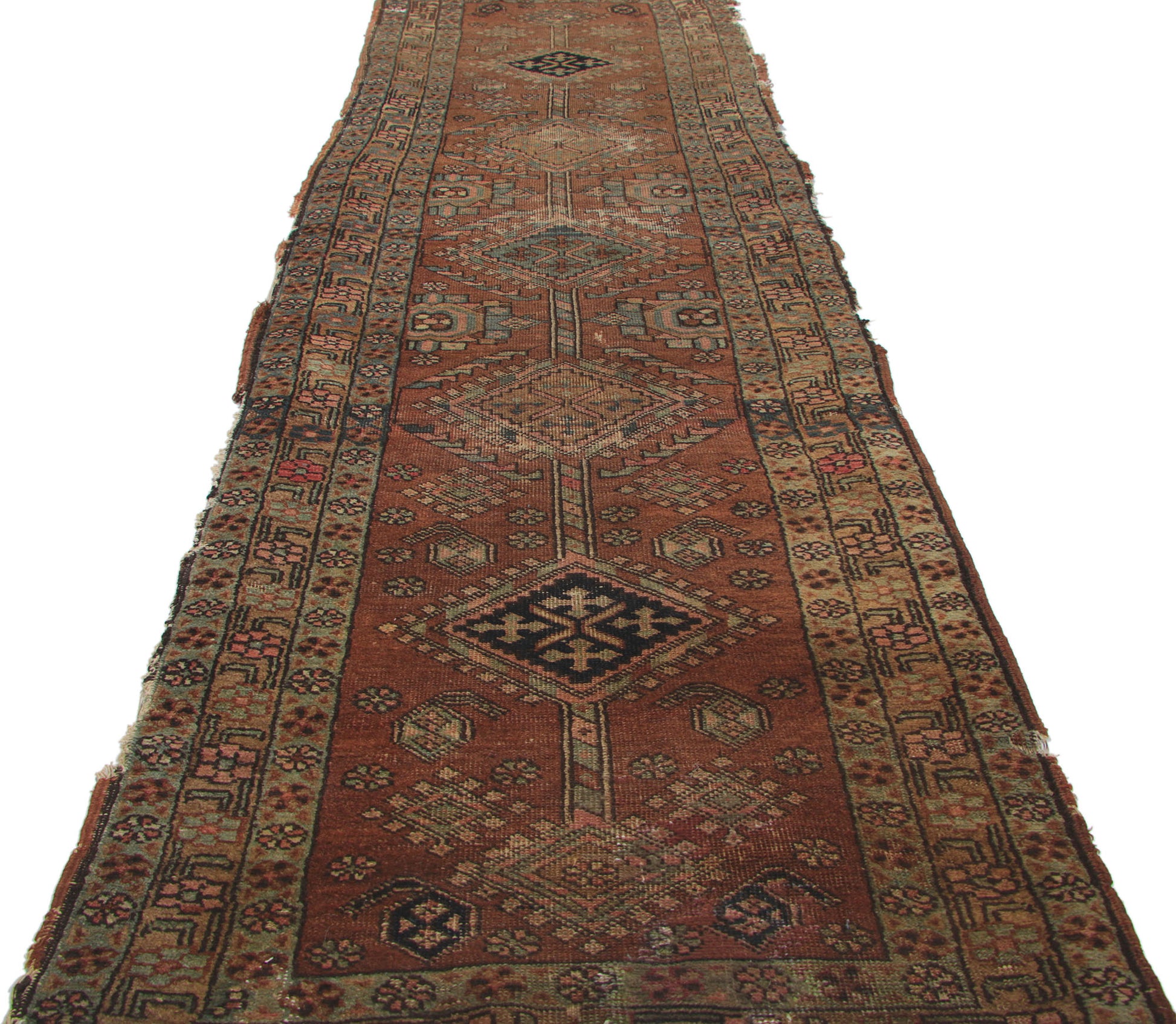 2 x 10 Antique-Worn Persian Heriz Rug 73166