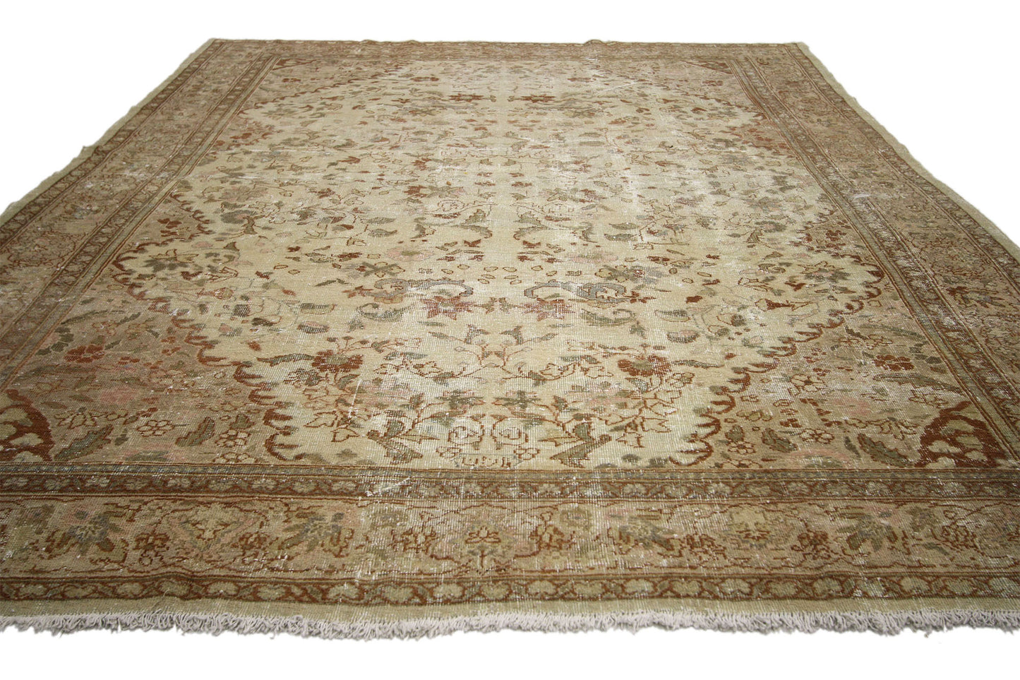 7 x 9 Antique-Worn Persian Mahal Rug 74939