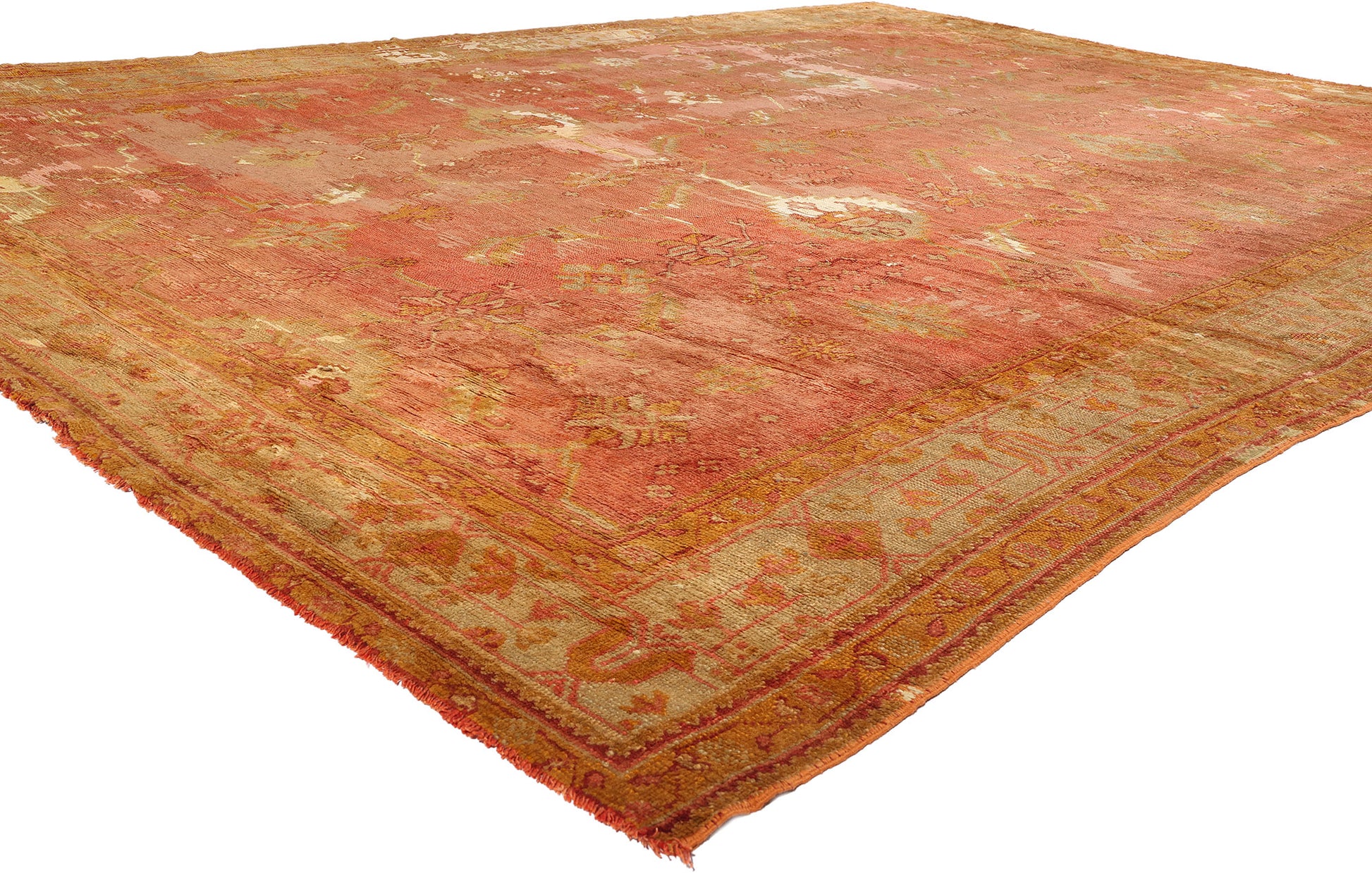 12 x 17 Antique-Worn Turkish Oushak Rug 78764