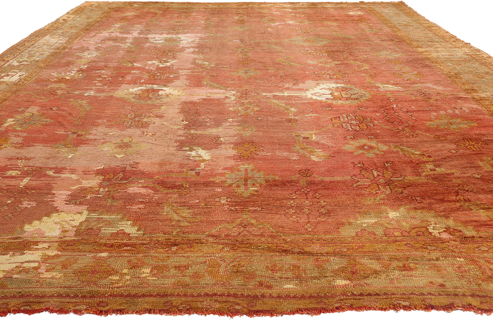 12 x 17 Antique-Worn Turkish Oushak Rug 78764
