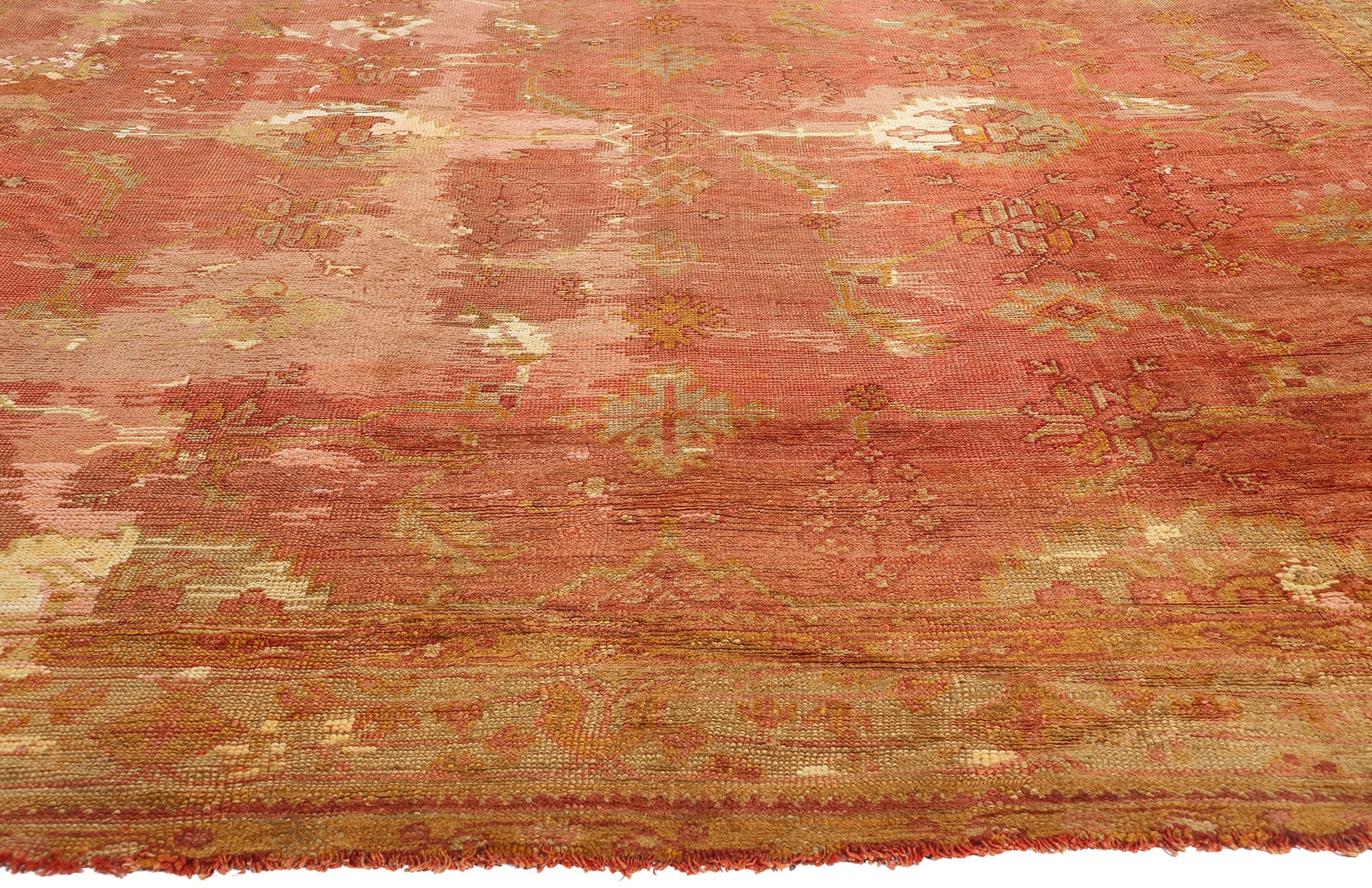 12 x 17 Antique-Worn Turkish Oushak Rug 78764