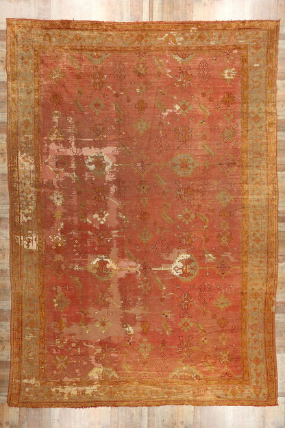 12 x 17 Antique-Worn Turkish Oushak Rug 78764