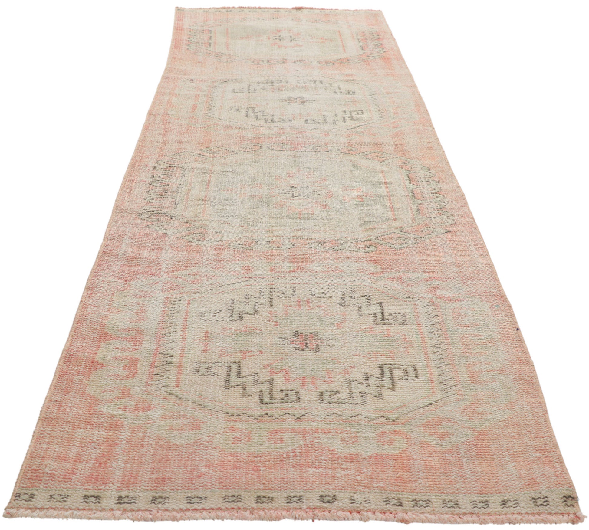 3 x 9 Antique-Worn Turkish Oushak Runner 53786