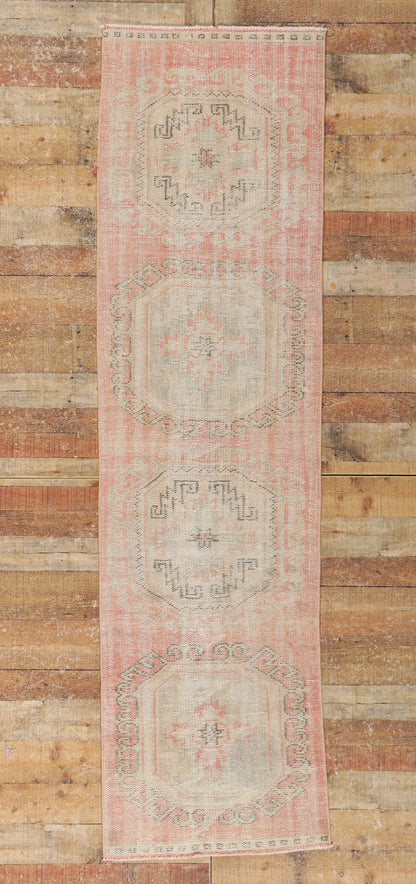 3 x 9 Antique-Worn Turkish Oushak Runner 53786