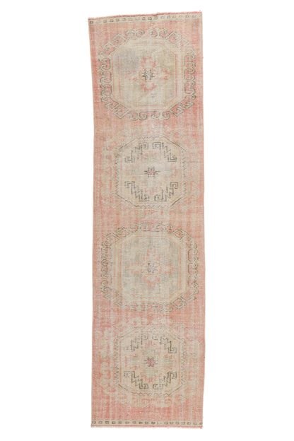 3 x 9 Antique-Worn Turkish Oushak Runner 53786
