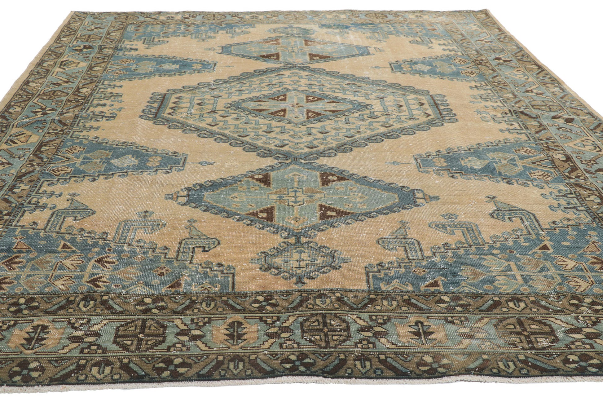 7 x 11 Vintage-Worn Persian Viss Rug 61019