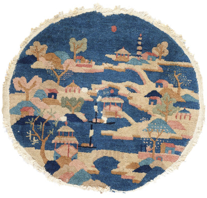2 x 2 Antique Round Chinese Art Deco Rug 78900