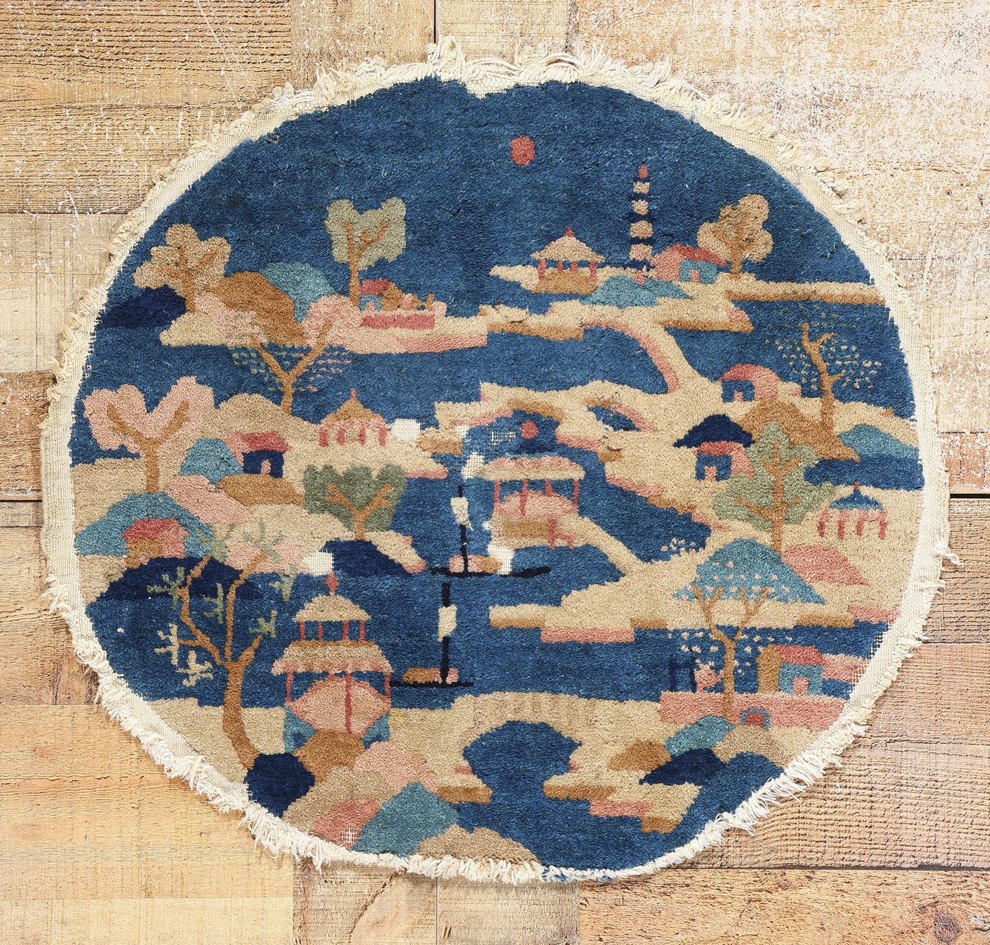 2 x 2 Antique Round Chinese Art Deco Rug 78900