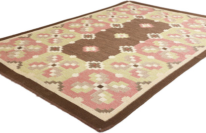 5 x 7 Erik Lundberg Vintage Swedish Rollakan Rug 78248