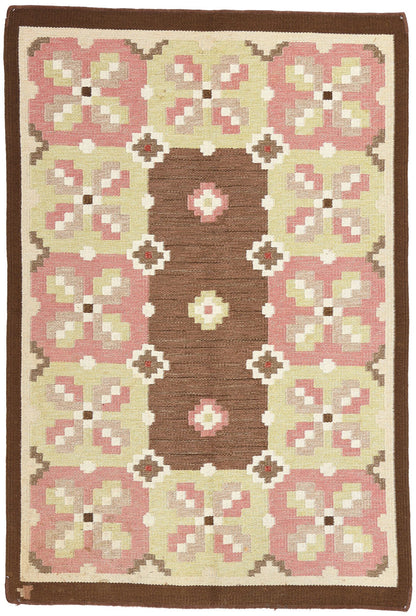 5 x 7 Erik Lundberg Vintage Swedish Rollakan Rug 78248