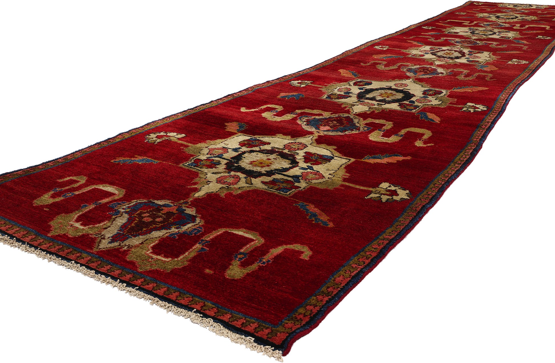3 x 17 Vintage Red Turkish Oushak Rug 53870