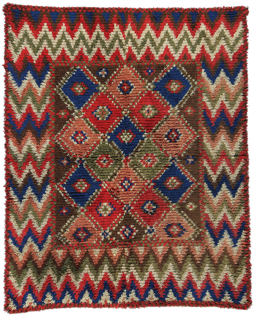 5 x 6 Vintage Finnish Rya Ryijy Rug 78277