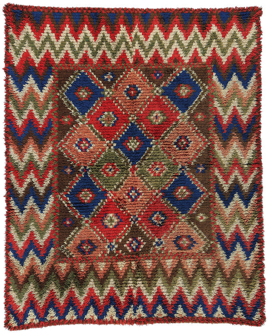 5 x 6 Vintage Finnish Rya Ryijy Rug 78277