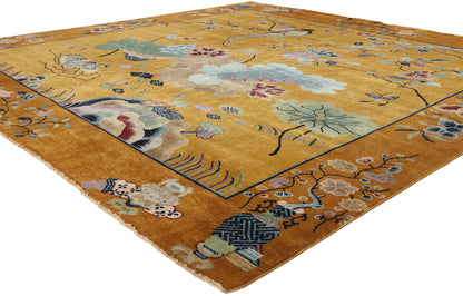 10 x 10 Modern Square Chinese Art Deco Pictorial Rug 31086