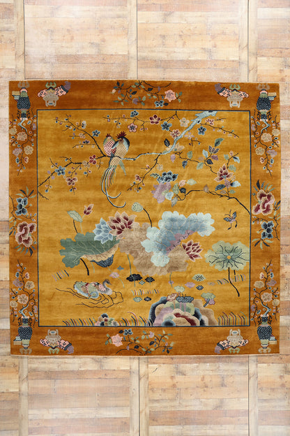 10 x 10 Modern Square Chinese Art Deco Pictorial Rug 31086