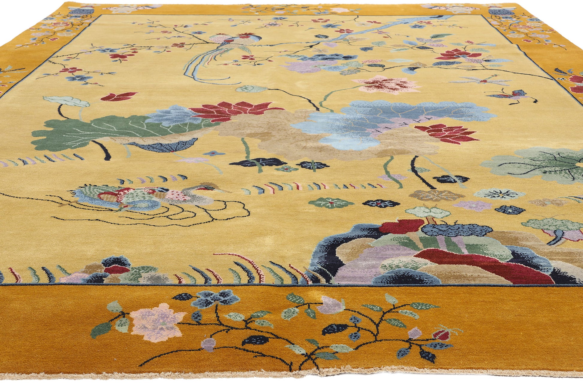 10 x 13 Golden Chinese Art Deco Rug 30920