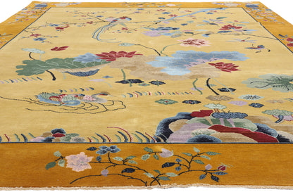 10 x 13 Golden Chinese Art Deco Rug 30920