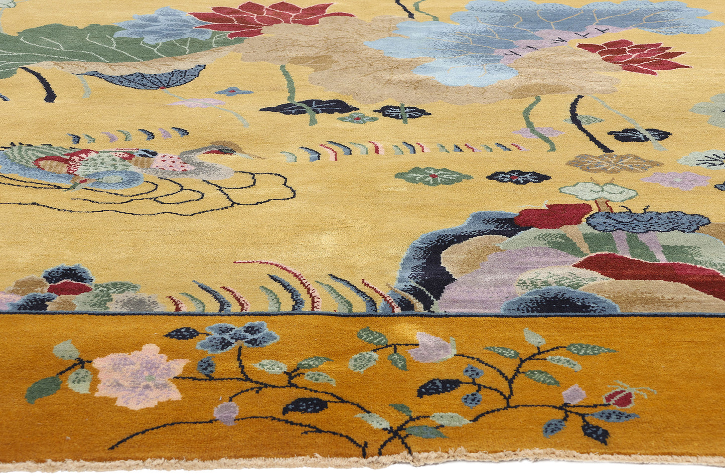 10 x 13 Golden Chinese Art Deco Rug 30920