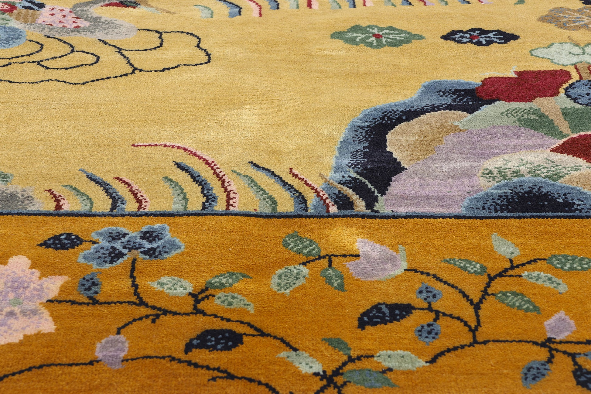 10 x 13 Golden Chinese Art Deco Rug 30920