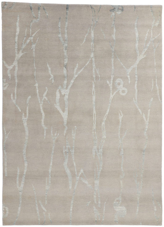 7 x 9 Biophilic Japandi Modern Wool and Silk Rug 31134