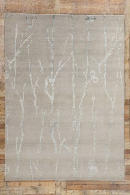 7 x 9 Biophilic Japandi Modern Wool and Silk Rug 31134