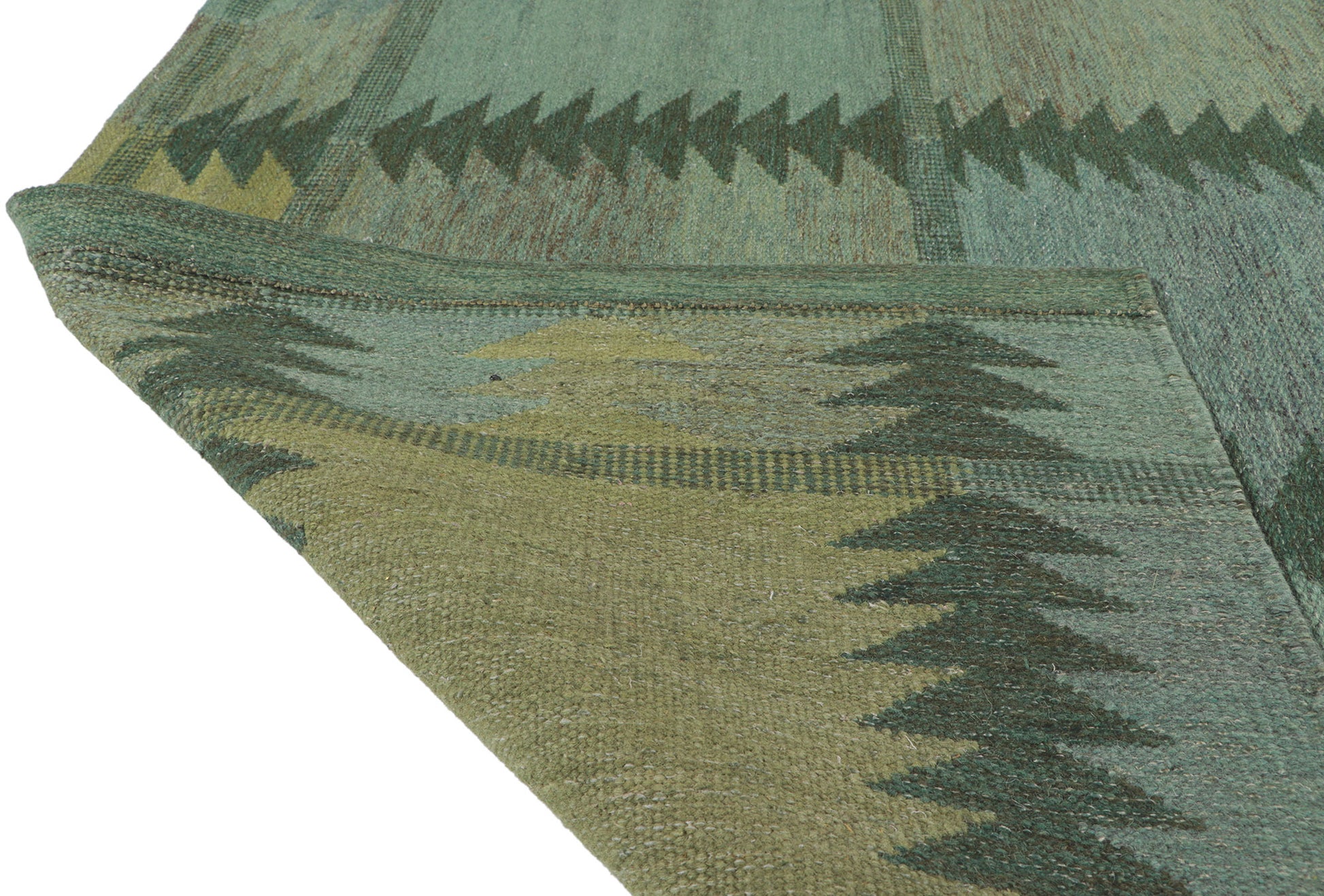 9 x 12 Scandinavian Modern Green Swedish Inspired Kilim Rug 30799