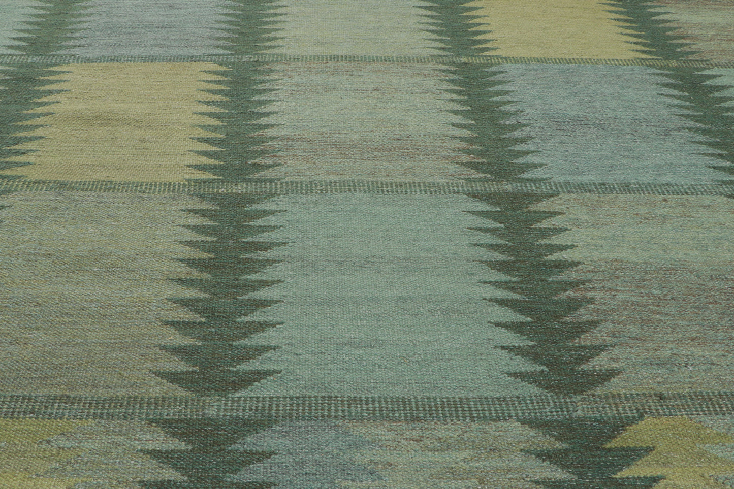9 x 12 Scandinavian Modern Green Swedish Inspired Kilim Rug 30799
