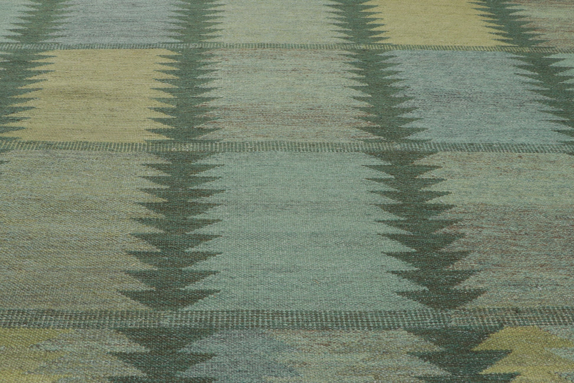 9 x 12 Scandinavian Modern Green Swedish Inspired Kilim Rug 30799
