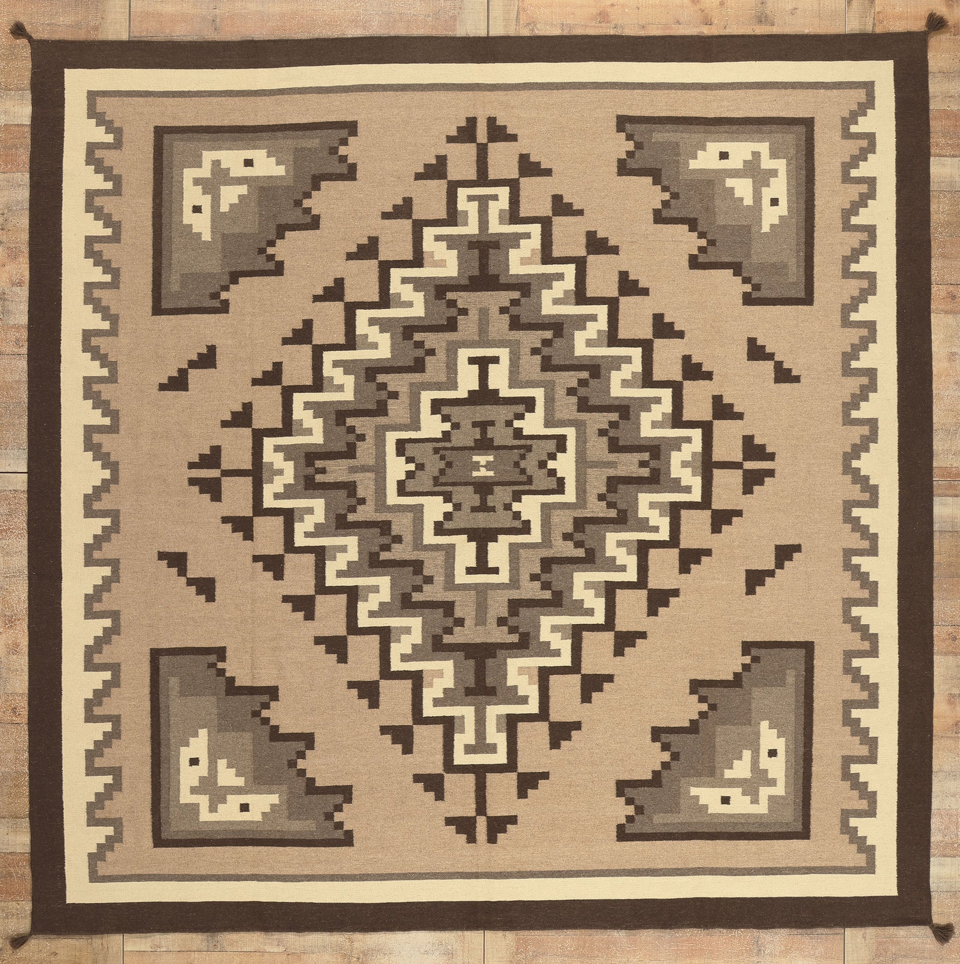 10 x 10 Southwest Modern Two Grey Hills Navajo-Style Rug 81039