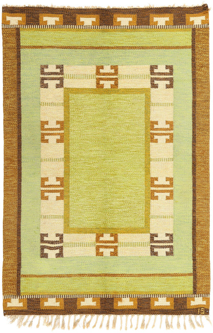 5 x 7 Ingegerd Silow Vintage Swedish Rollakan Rug 78252