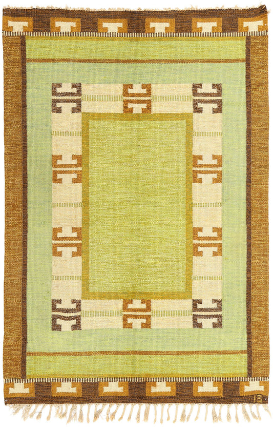 5 x 7 Ingegerd Silow Vintage Swedish Rollakan Rug 78252
