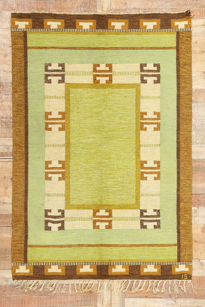 5 x 7 Ingegerd Silow Vintage Swedish Rollakan Rug 78252