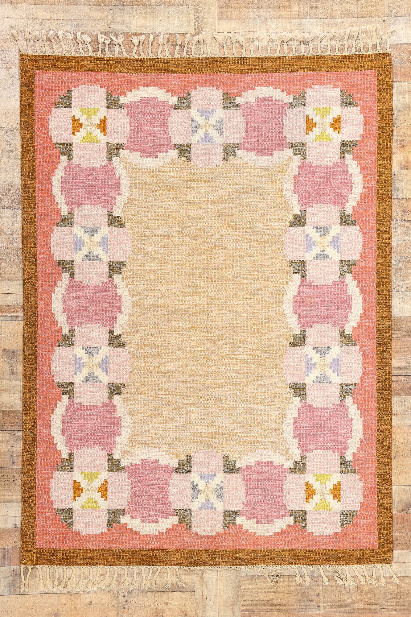 6 x 8 Ingegerd Silow Vintage Swedish Rollakan Rug 78257