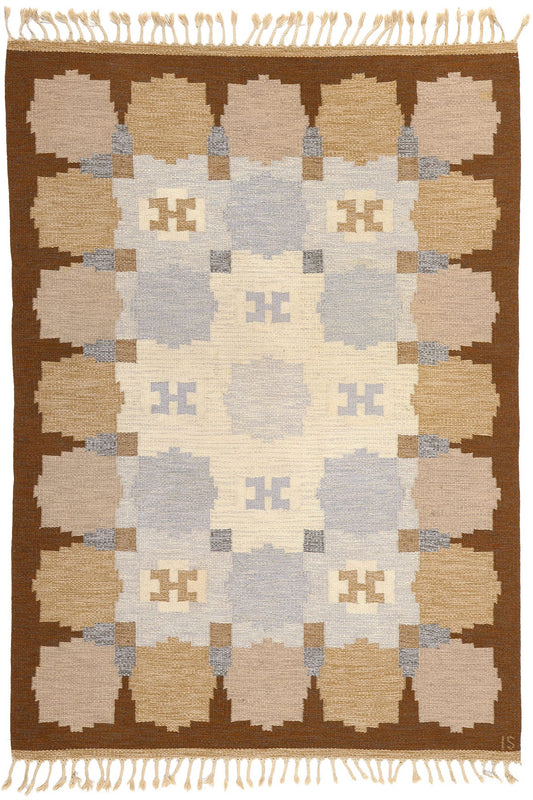5 x 8 Ingegerd Silow Vintage Swedish Rollakan Rug 78815