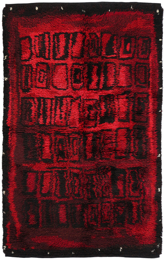 4 x 7 Vintage Finnish Rya Ryijy Rug 78469