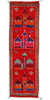 3 x 11 Vintage Red Kurdish Mosque Pictorial Rug 53908