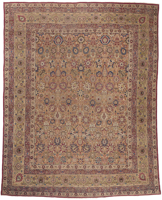 14 x 17 Antique Brown Persian Kermanshah Rug 74298